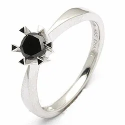 schwarz Diamant Solitärring in 14 Karat Weißgold 0,32 ct