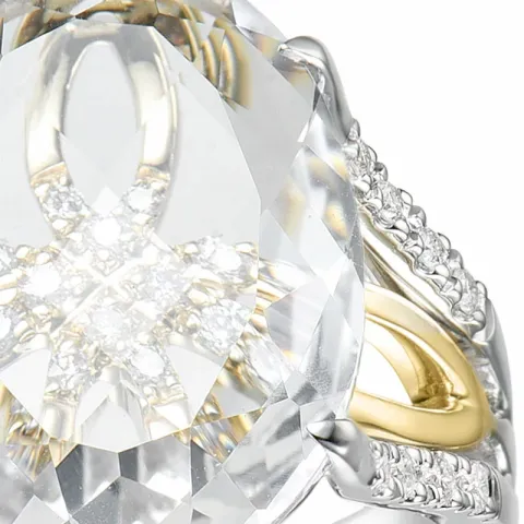 Quarz Diamantring in 14 Karat Gold- und Weißgold 0,16 ct 6,00 ct