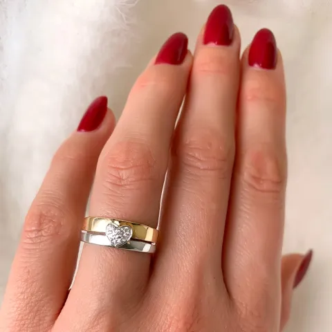 Herz Ring in 14 Karat Gold- und Weißgold 0,08 ct