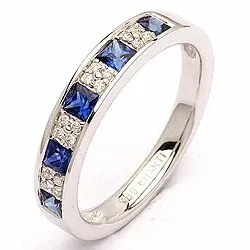 blauem Saphir Diamantring in 14 Karat Weißgold 0,08 ct 0,66 ct