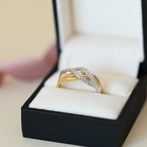 Brillantring in 14 Karat Gold mit Rhodium 0,092 ct