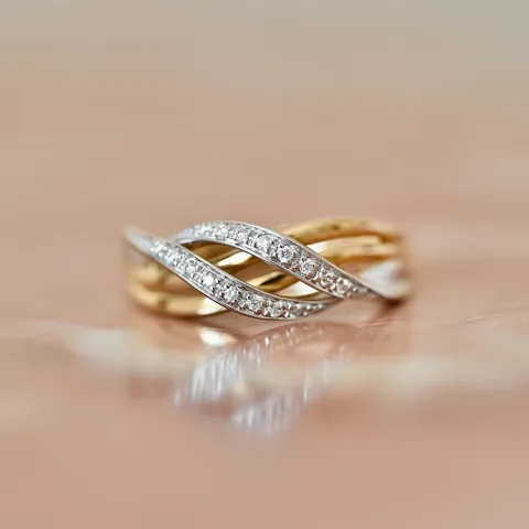 Brillantring in 14 Karat Gold mit Rhodium 0,092 ct