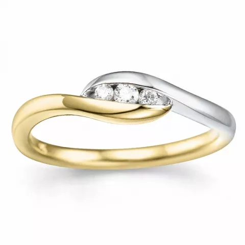 Fingerring abstraktem Brillant Ring in 14 Karat Gold- und Weißgold 0,11 ct
