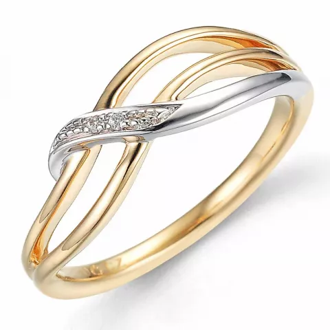 Diamant ring in 14 karat gold- und weißgold 0,01 ct