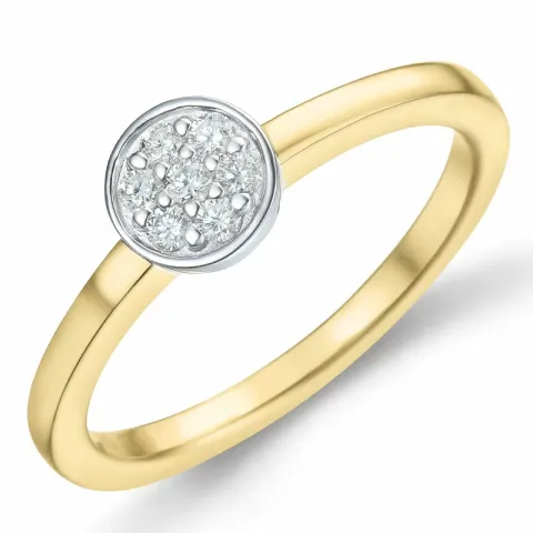 runder Diamant Gold Ring in 14 Karat Gold- und Weißgold 0,11 ct