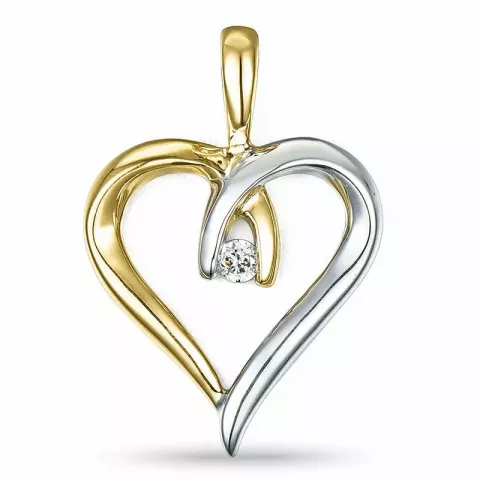 Herz Diamant Anhänger in 14 karat Gold- und Weißgold 0,04 ct