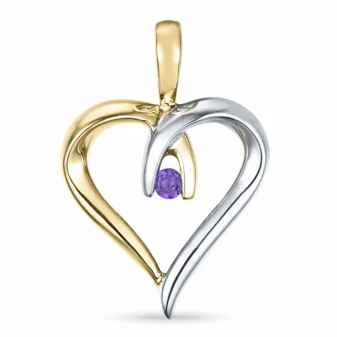 Herz Amethyst Anhänger in 14 karat Gold- und Weißgold 0,03 ct