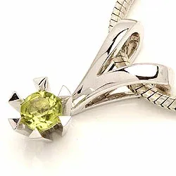 Peridot Anhänger in 14 karat Weißgold 0,30 ct