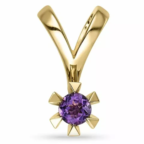 violettem Amethyst Anhänger in 14 karat Gold 0,25 ct