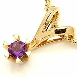 violettem Amethyst Anhänger in 14 karat Gold 0,25 ct