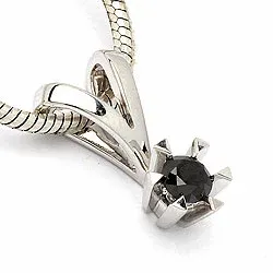 schwarz Diamantanhänger in 14 karat Weißgold 0,20 ct