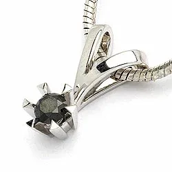 schwarz Diamantanhänger in 14 karat Weißgold 0,20 ct