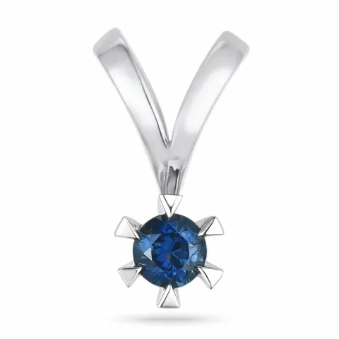 Blauem saphir anhänger in 14 karat weißgold