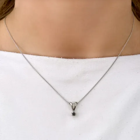 schwarz Diamant Anhänger in 14 karat Weißgold 0,10 ct