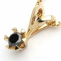 schwarz Diamant Anhänger in 14 karat Gold 0,40 ct