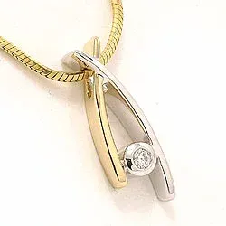 Anhänger in 14 karat Gold- und Weißgold 0,05 ct