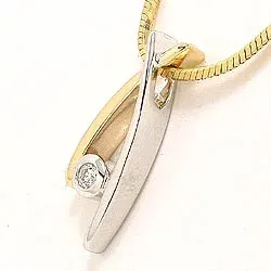 Anhänger in 14 karat Gold- und Weißgold 0,05 ct