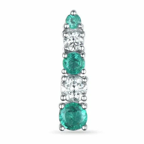 länglicher Smaragd Diamantanhänger in 14 karat Weißgold 0,20 ct 0,31 ct