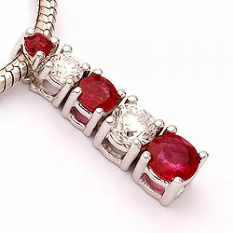 Bestellware - rubin diamant anhänger mit halskette in 14 karat weißgold 0,21 ct 0,43 ct