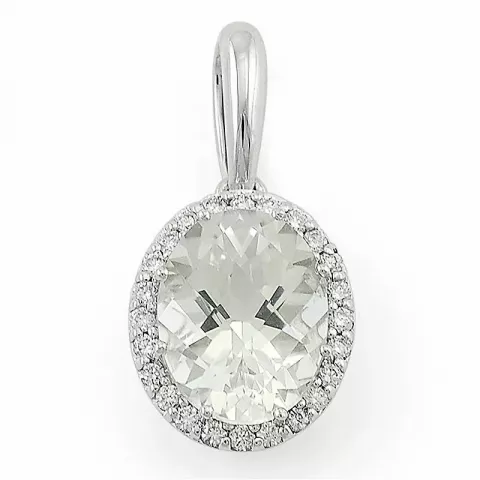 ovaler Quarz Diamantanhänger in 14 karat Weißgold 0,12 ct
