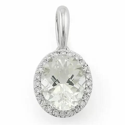 ovaler Quarz Diamantanhänger in 14 karat Weißgold 0,12 ct 2,0 ct
