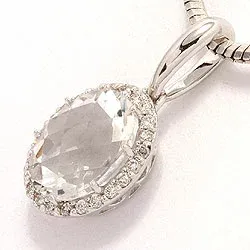 ovaler Quarz Diamantanhänger in 14 karat Weißgold 0,12 ct 2,0 ct