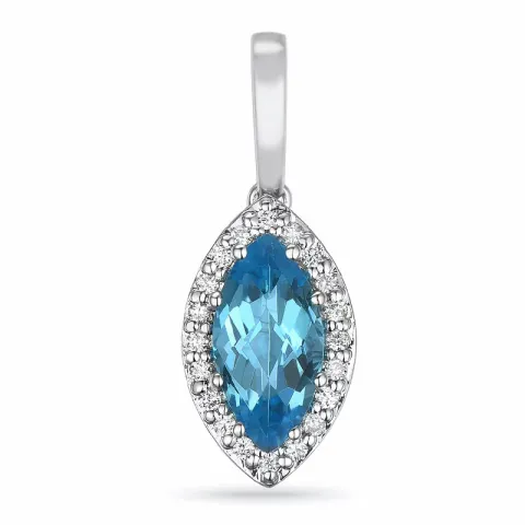 ovaler Topas Diamantanhänger in 14 karat Weißgold 0,10 ct 1,60 ct