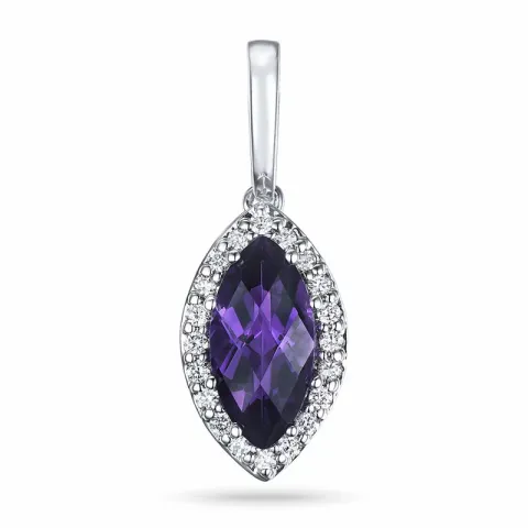 ovaler Amethyst Diamantanhänger in 14 karat Weißgold 0,10 ct