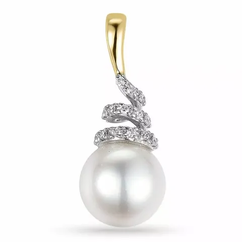 Perle anhänger in 14 karat gold- und weißgold 0,07 ct