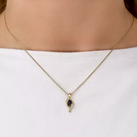 Saphir Diamantanhänger in 14 karat Gold 0,04 ct