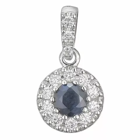 blauem Saphir Anhänger in 14 karat Weißgold 0,16 ct