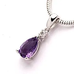 violettem Amethyst Anhänger in 14 karat Weißgold 0,03 ct