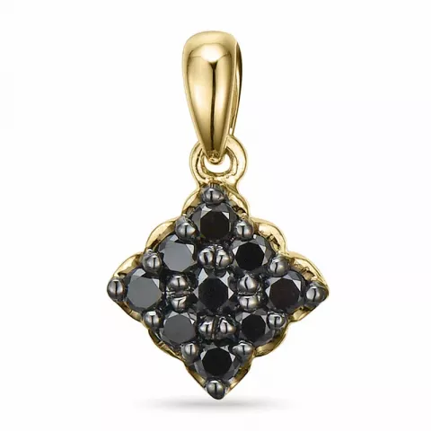 Viereckigem schwarzem diamant anhänger in 14 karat gold 0,25 ct