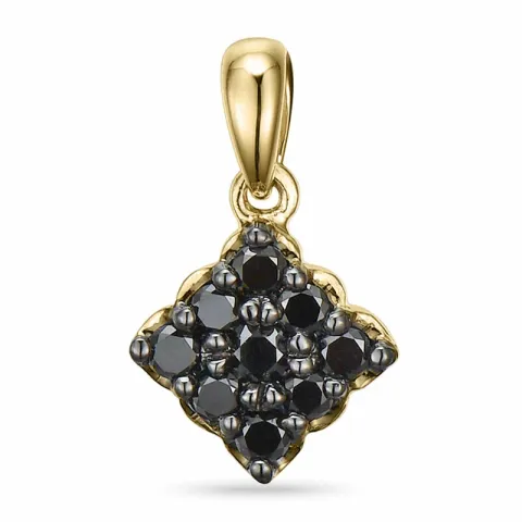 Viereckigem schwarzem diamant anhänger in 14 karat gold 0,25 ct