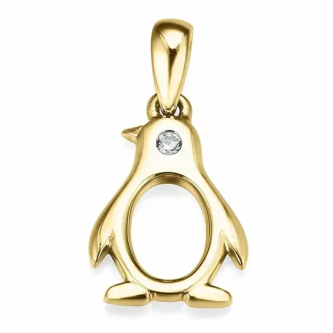 Pinguin Diamant Goldanhänger in 14 karat Gold 0,01 ct