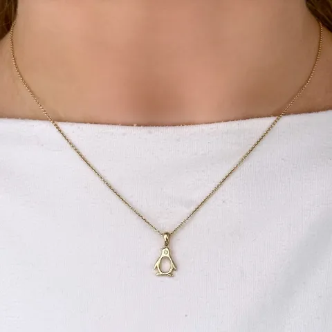 Pinguin Diamant Goldanhänger in 14 karat Gold 0,01 ct