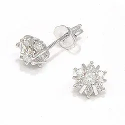 Blumen Diamant Ohrringe in 14 Karat Weißgold mit Diamant