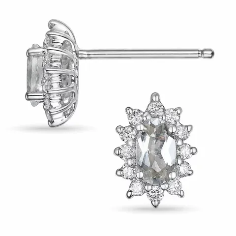 Quarz rosettenohrstecker in 14 karat weißgold mit diamanten und quarzen