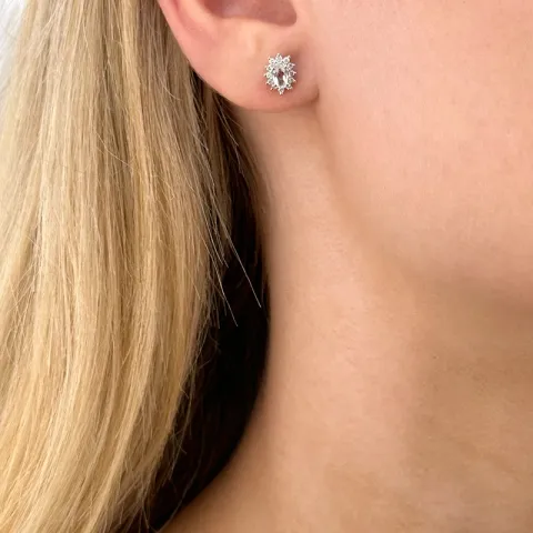 Quarz rosettenohrstecker in 14 karat weißgold mit diamanten und quarzen
