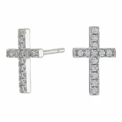 Frost by Noa Kreuz Ohrringe in Silber weißem Zirkon