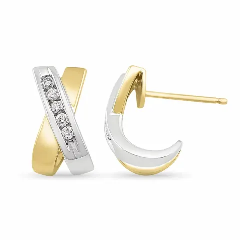 Diamant Damen Halbkreolen in 14 Karat Gold und Weißgold mit Diamanten