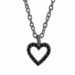 Elegant Frost by Noa Herz Anhänger mit Halskette in schwarzes rhodiniertes Silber schwarzen Zirkonen