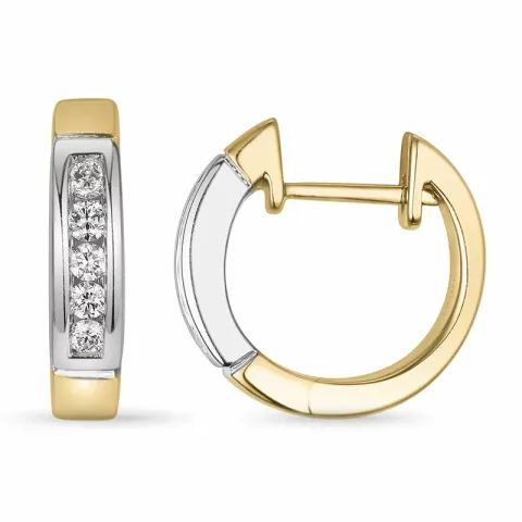 14 mm Diamant Kreole in 14 Karat Gold und Weißgold mit Diamant