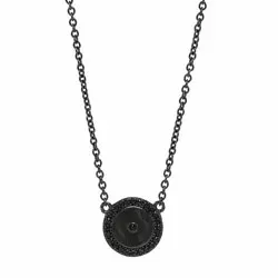 11 mm Frost by Noa runder Anhänger mit Halskette in schwarzes rhodiniertes Silber schwarzem Zirkon