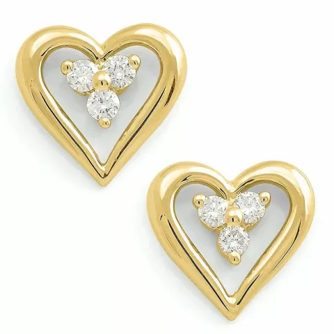 Herz Ohrstecker in 14 Karat Gold mit Diamant