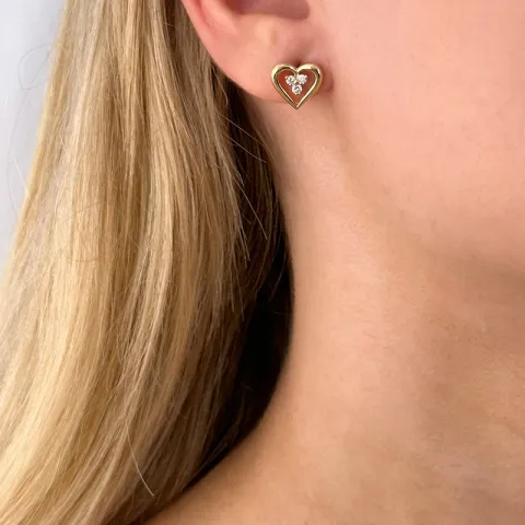 Herz Ohrstecker in 14 Karat Gold mit Diamant
