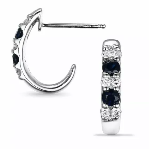 15 mm saphir ohrringe in 14 karat weißgold mit diamanten und saphiren
