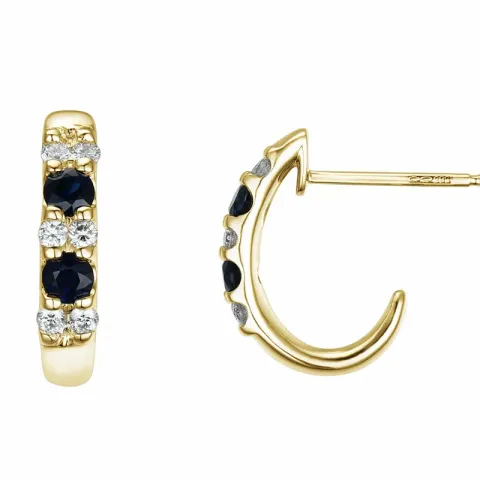 Saphir Halbkreolen in 14 Karat Gold mit Diamant und Saphir