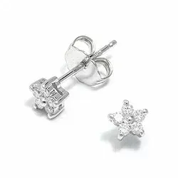 Blumen Diamant Ohrstecker in 14 Karat Weißgold mit Diamant 