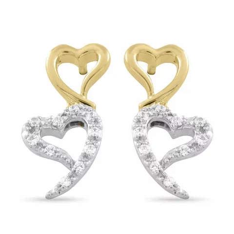 Herz Weißgold Brillantohrringen in 14 Karat Gold und Weißgold mit Diamant 